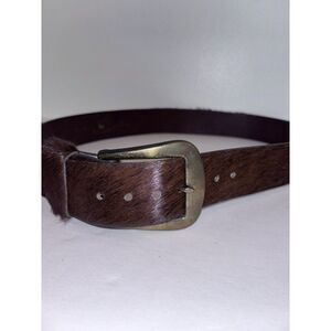 Vintage Brown Leather Pony Hair Belt Hickok Belt Makers Med/Large